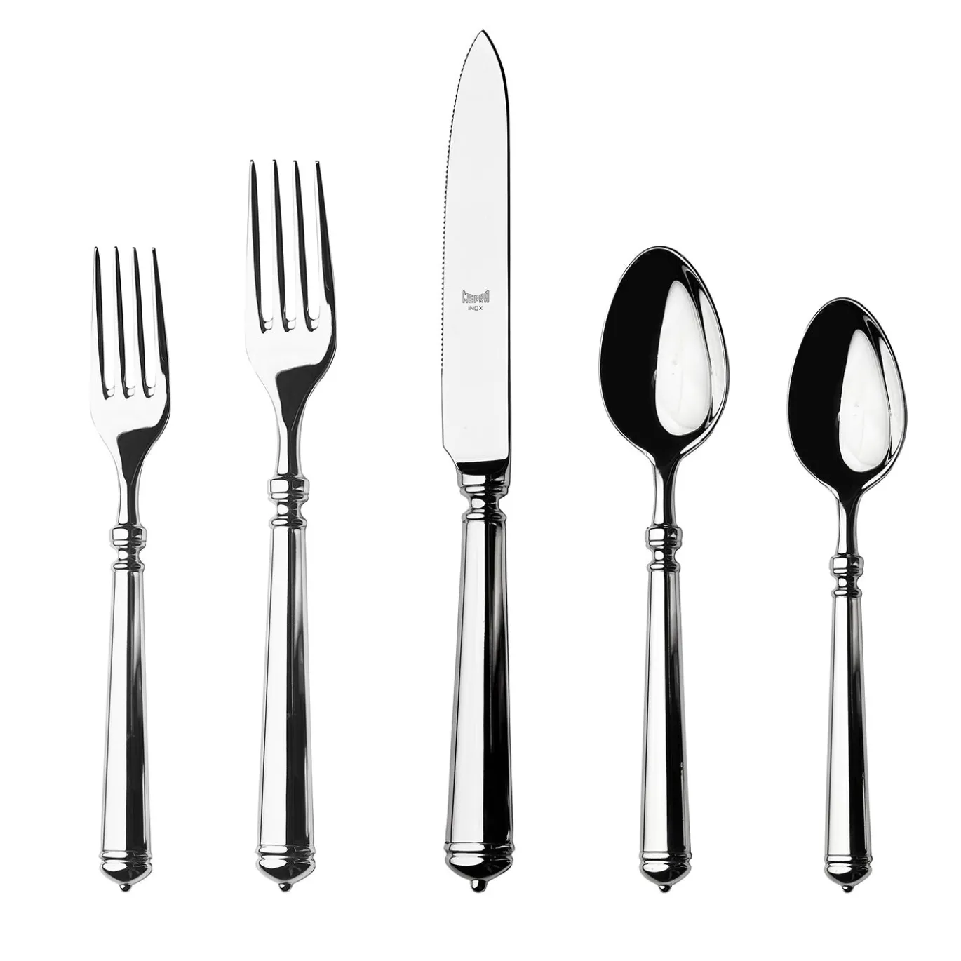 Set di 5 posate Luce in acciaio inossidabile argentato