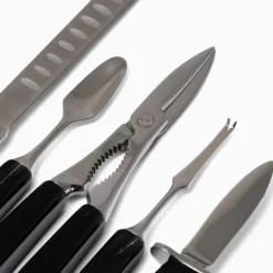 Set di 5 Posate per Frutti di Mare con Manici in Corno