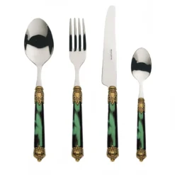 Set di posate Rinascimento da 24 pezzi in verde con scatola