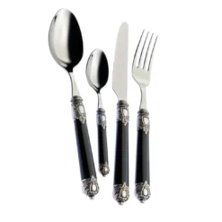 Set di posate Rinascimento 24 pezzi in nero con scatola