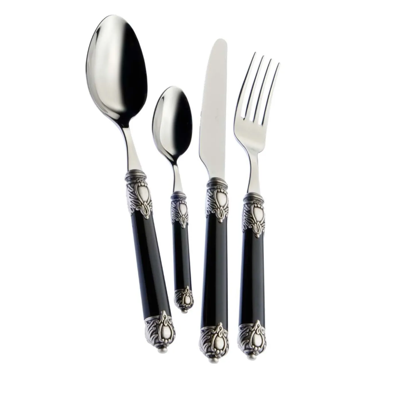 Set di posate Rinascimento 24 pezzi in nero con scatola