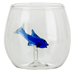 Set di quattro bicchieri a forma di pesciolino blu arrotondato