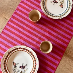 Set di 2 runner tropicale e a righe rosa