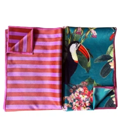 Set di 2 runner tropicale e a righe rosa