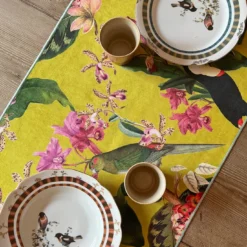 Set di 2 Runner Tropicale e a Righe Gialle