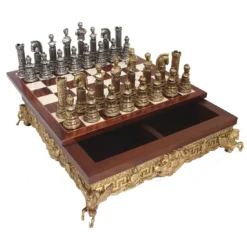 Set di Scacchi Impero Romano in Metallo Marrone