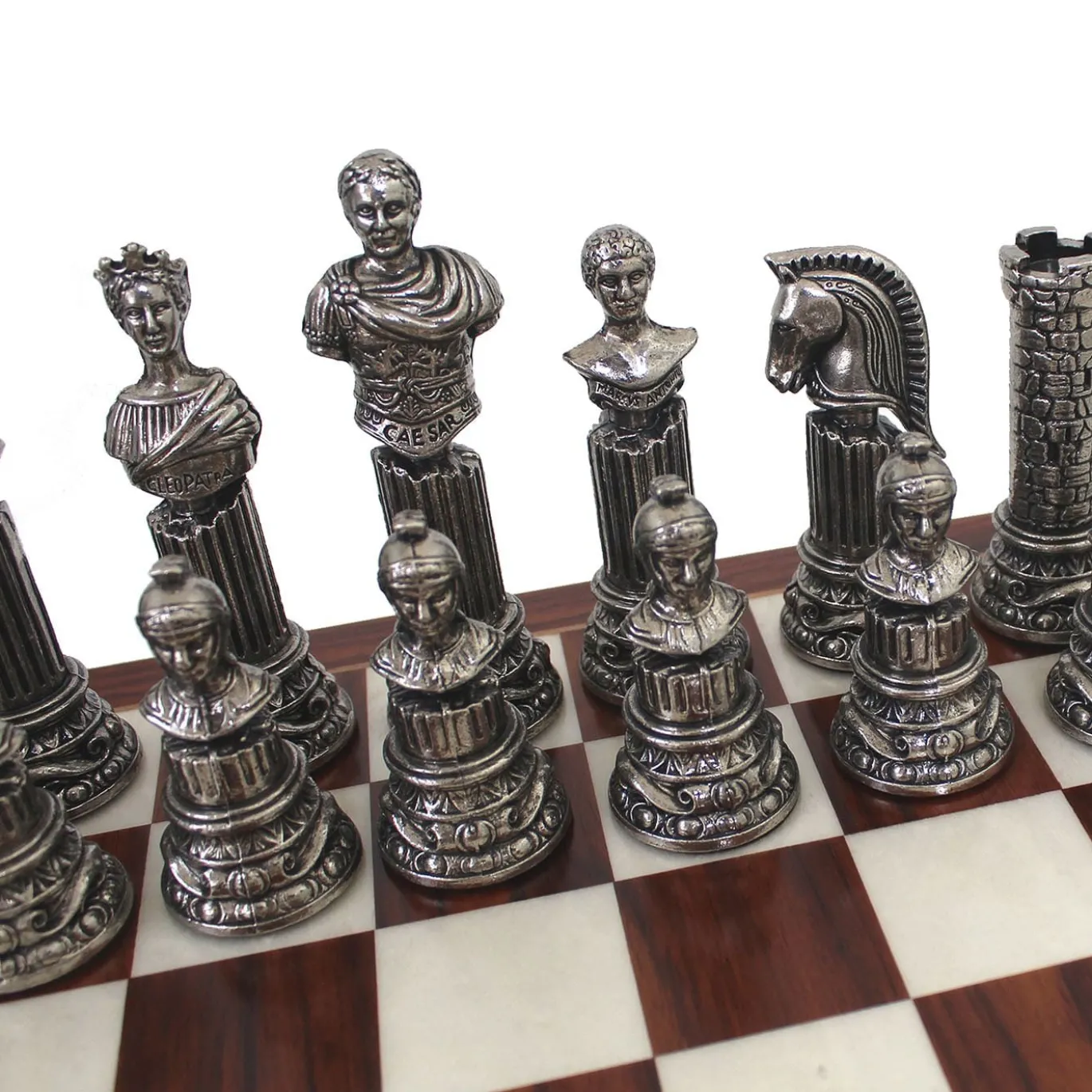 Set di Scacchi Impero Romano in Metallo Marrone