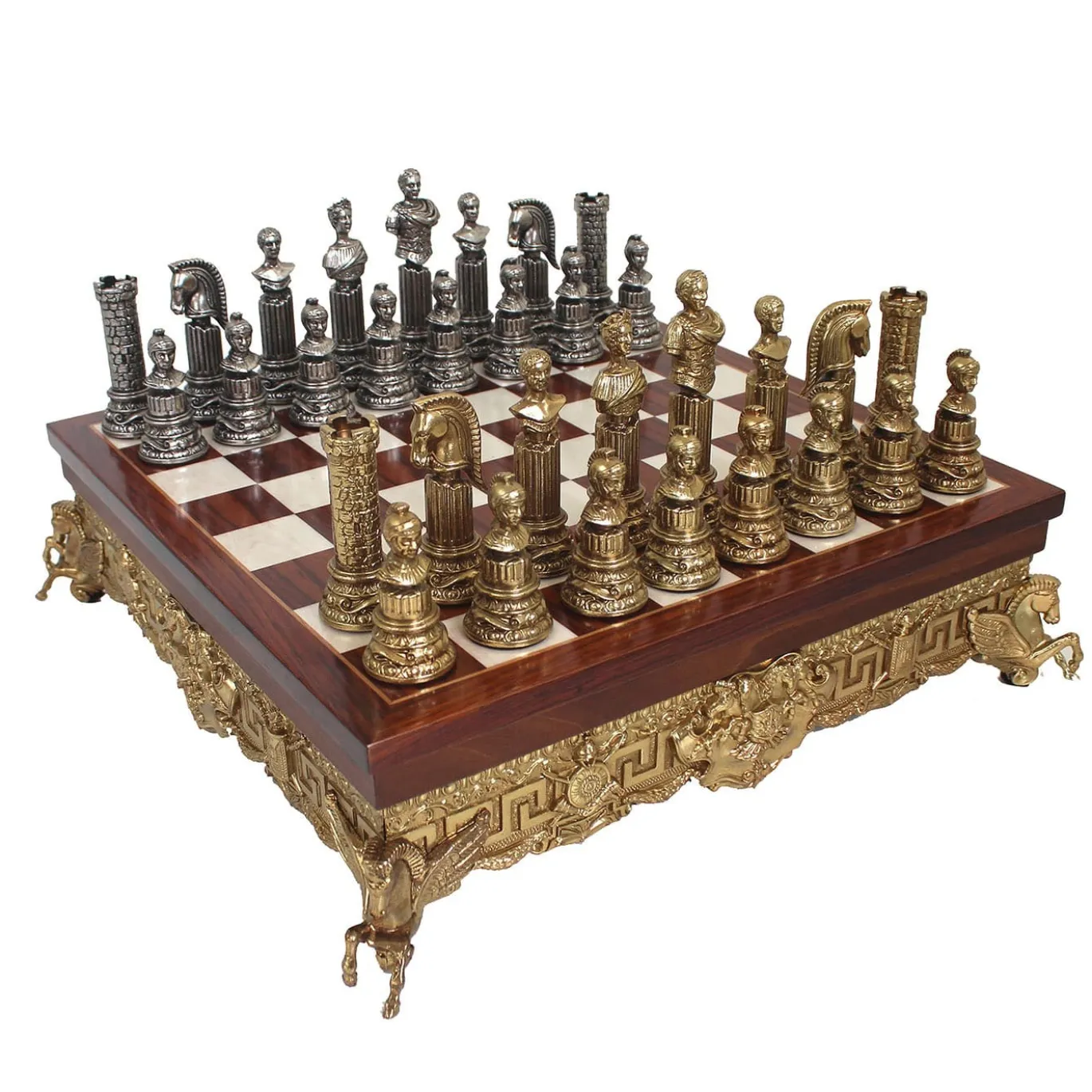 Set di Scacchi Impero Romano in Metallo Marrone