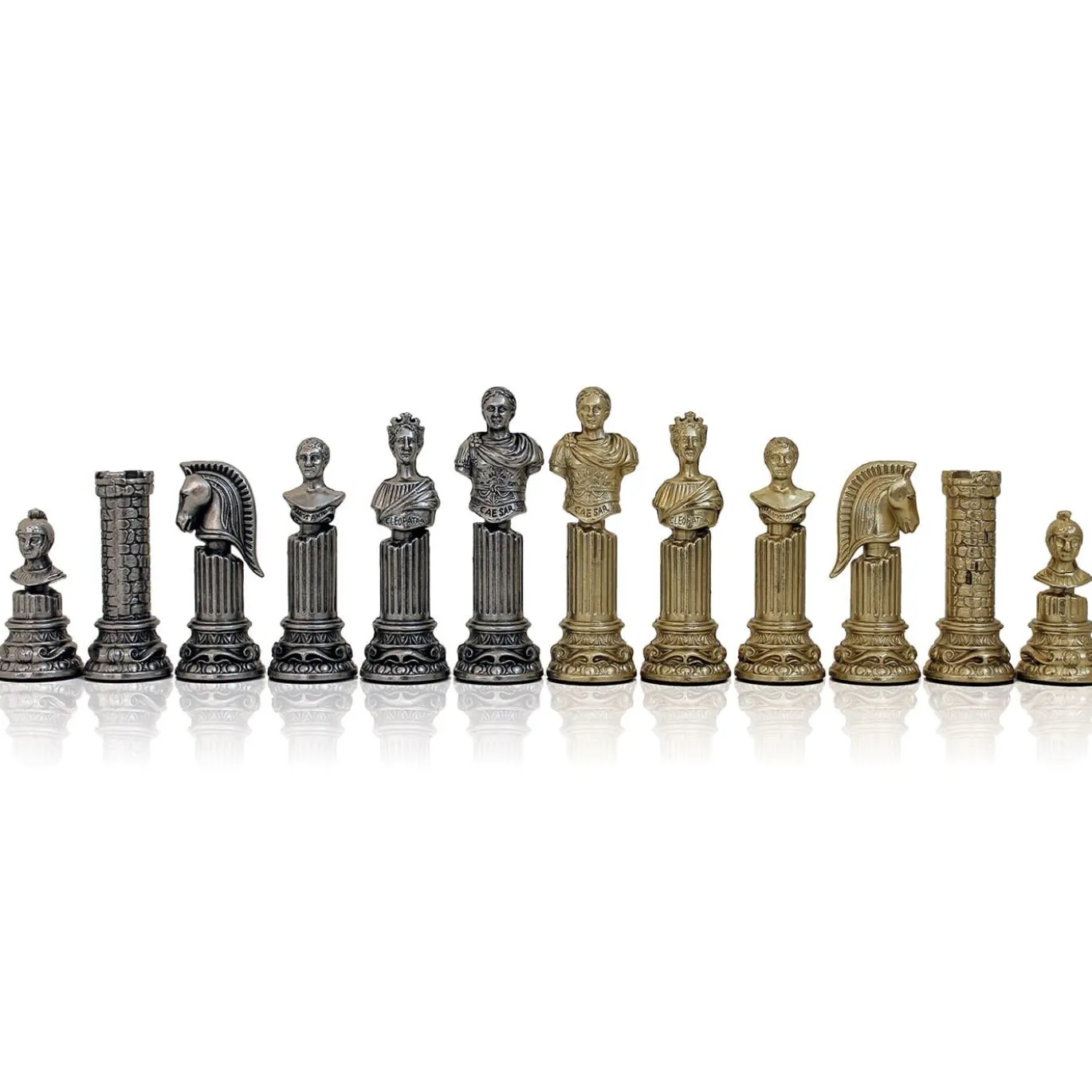 Set di Scacchi Impero Romano in Metallo Marrone