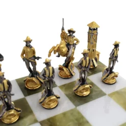 Set di Scacchi Indiani contro Cowboy in Bronzo