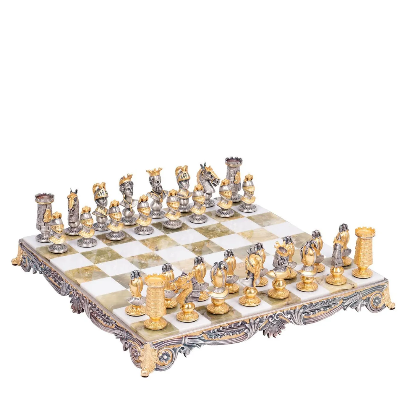 Set di Scacchi Medievale in Bronzo