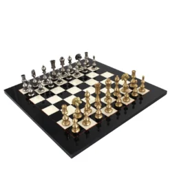Set di Scacchi Orientale Contemporaneo in Ottone e Legno