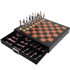 Set di Scacchi Rinascimento Fiorentino in Pelle Nera