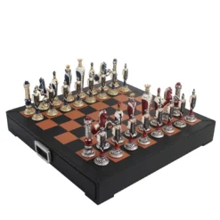 Set di Scacchi Rinascimento Fiorentino in Pelle Nera
