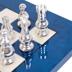 Set di Scacchi Stile Francese in Ottone Blu