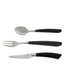 Set di sei forchette, coltelli e cucchiai per dolci in corno