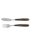 Set di sei forchette e coltelli da pesce scuro