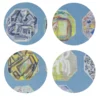 Set di 8 sottobicchieri azzurri con motivi a medaglioni