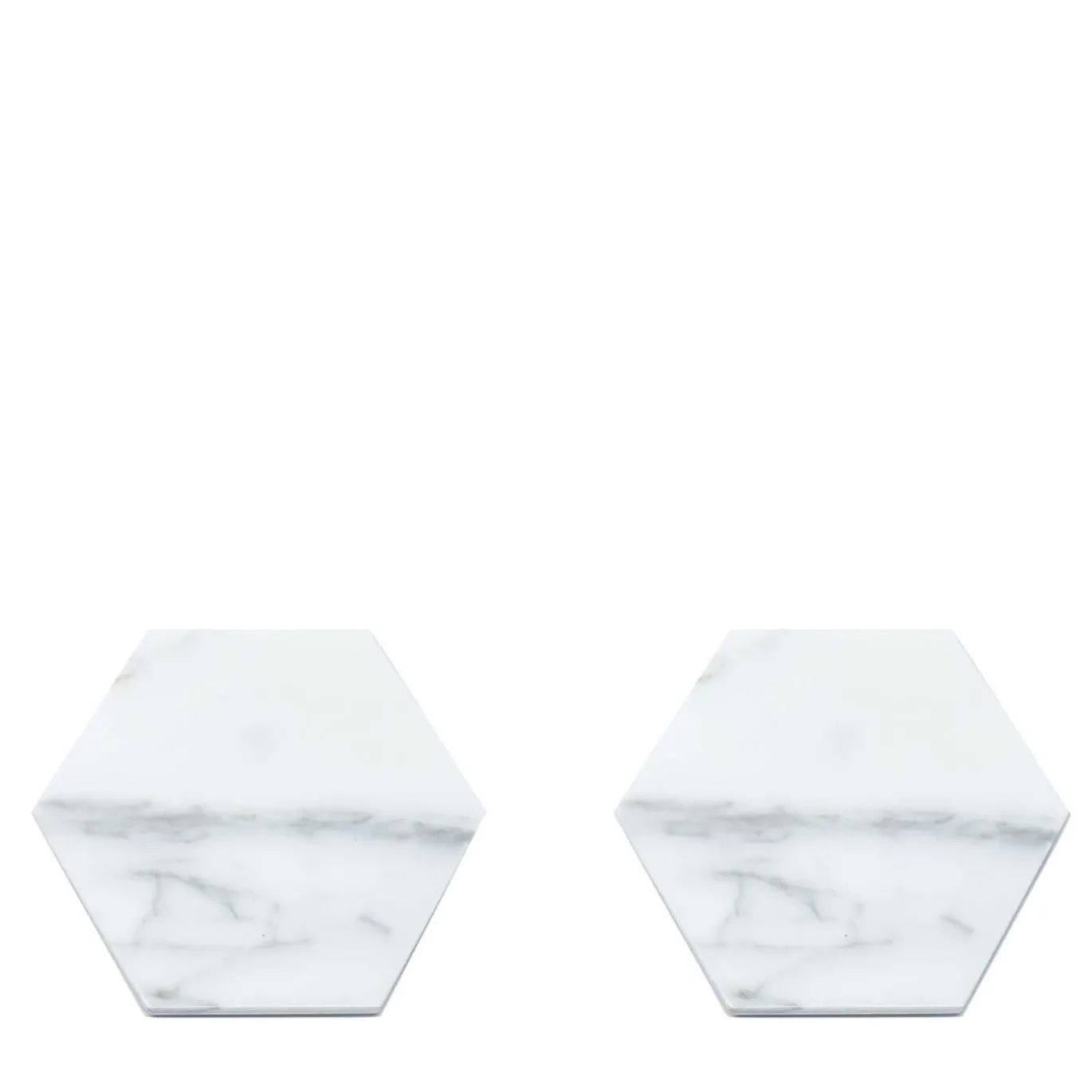Set di 6 sottobicchieri bianchi esagonali in marmo bianco