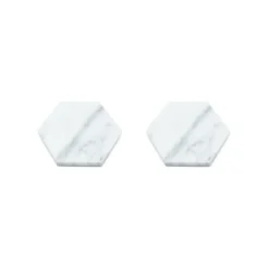 Set di 6 sottobicchieri bianchi esagonali in marmo bianco