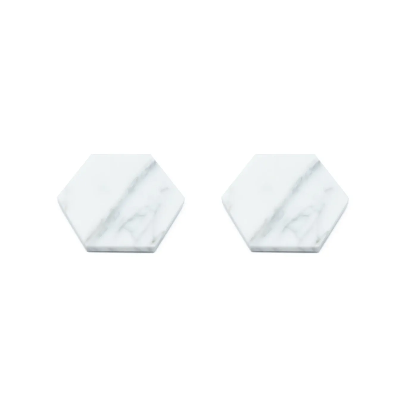 Set di 6 sottobicchieri bianchi esagonali in marmo bianco