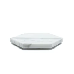 Set di 6 sottobicchieri bianchi esagonali in marmo bianco