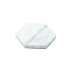 Set di 6 sottobicchieri bianchi esagonali in marmo bianco
