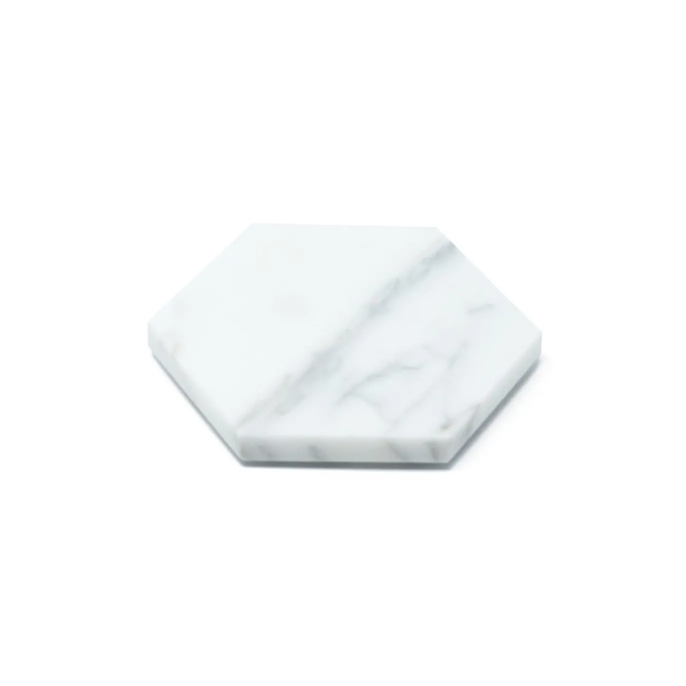 Set di 6 sottobicchieri bianchi esagonali in marmo bianco