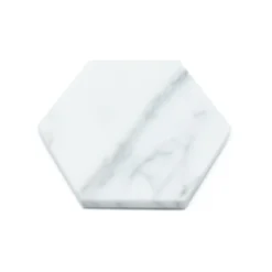 Set di 6 sottobicchieri bianchi esagonali in marmo bianco