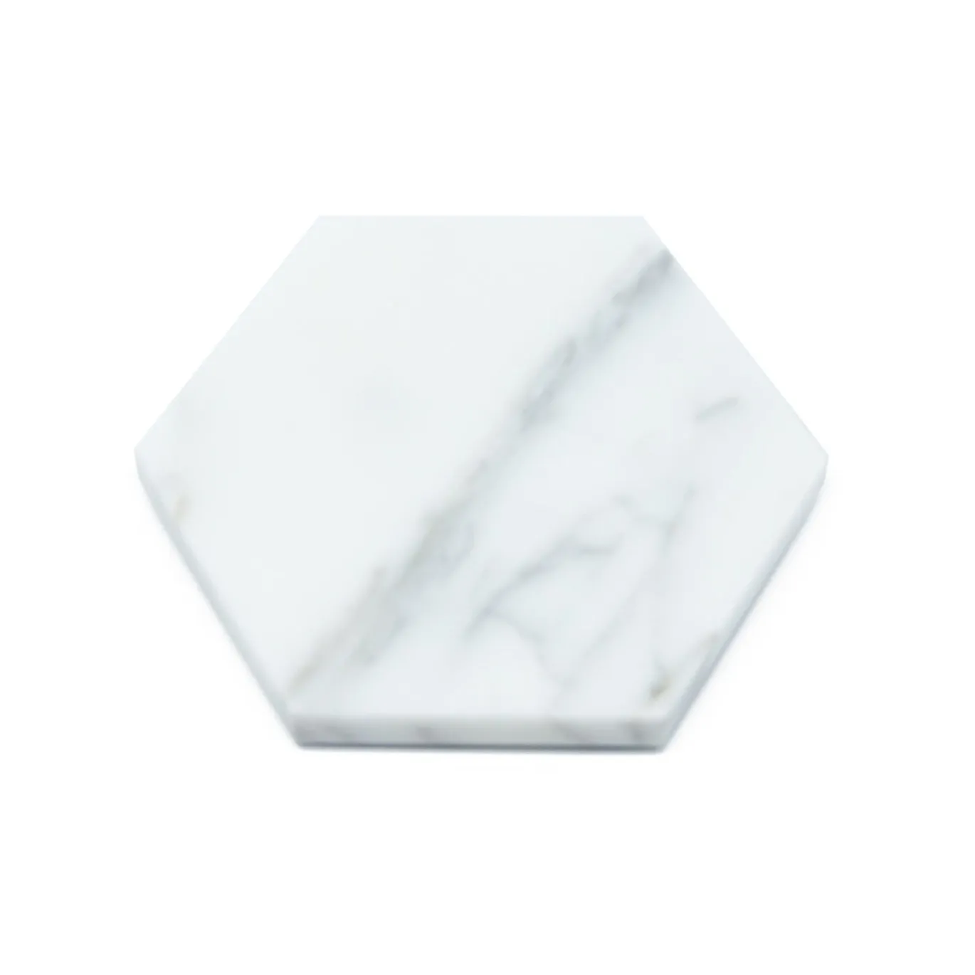 Set di 6 sottobicchieri bianchi esagonali in marmo bianco