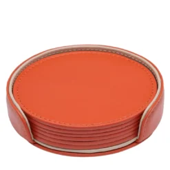 Set di 6 sottobicchieri Dalì Soft Round Spritz Orange e Cappuccino Beige