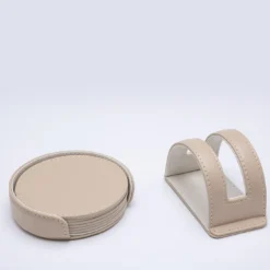 Set di 6 sottobicchieri Dalì Soft Round Capuccino Beige e Luna White