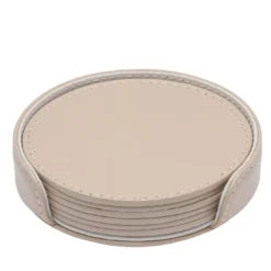 Set di 6 sottobicchieri Dalì Soft Round Capuccino Beige e Luna White