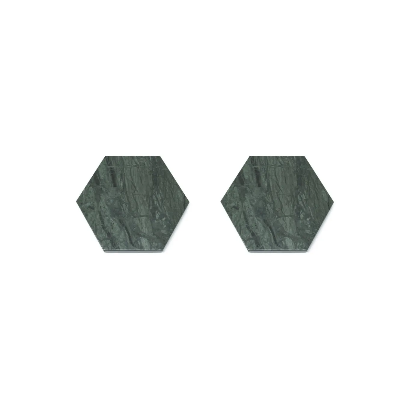 Set di 6 sottobicchieri esagonali in marmo verde