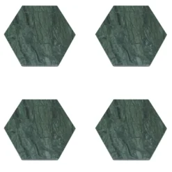 Set di 6 sottobicchieri esagonali in marmo verde