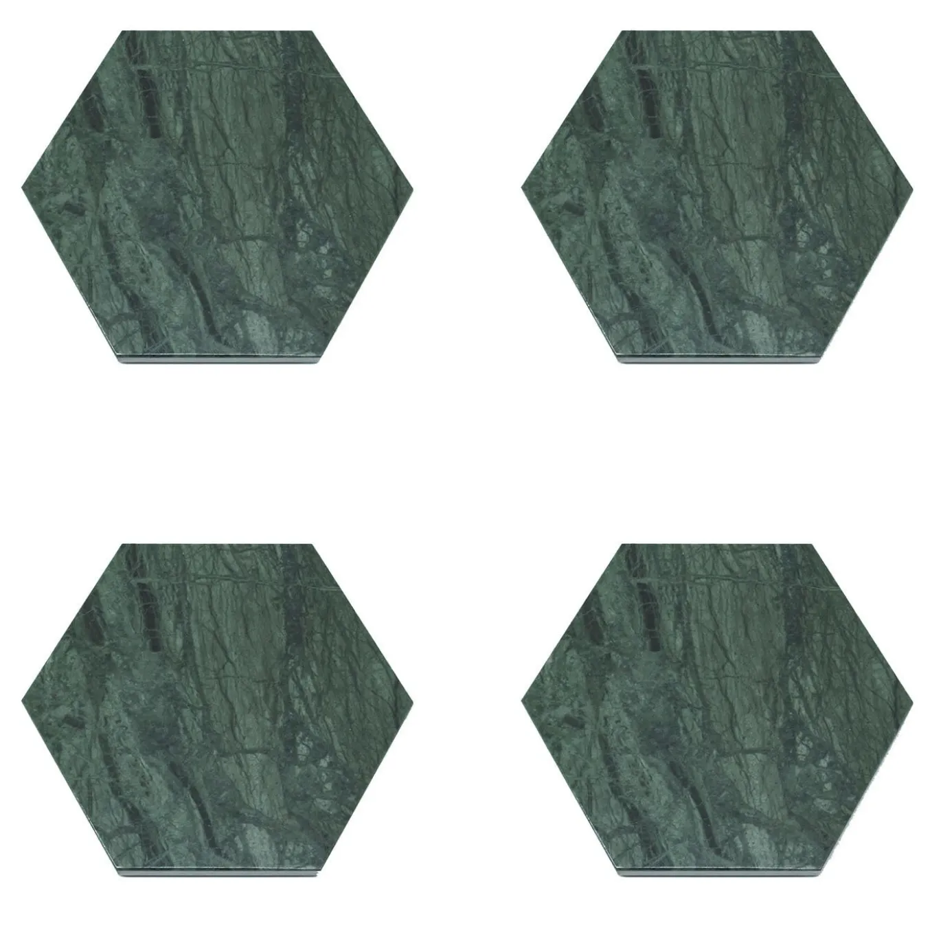 Set di 6 sottobicchieri esagonali in marmo verde