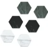 Set di 6 sottobicchieri esagonali in marmo nero