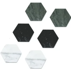 Set di 6 sottobicchieri esagonali in marmo nero