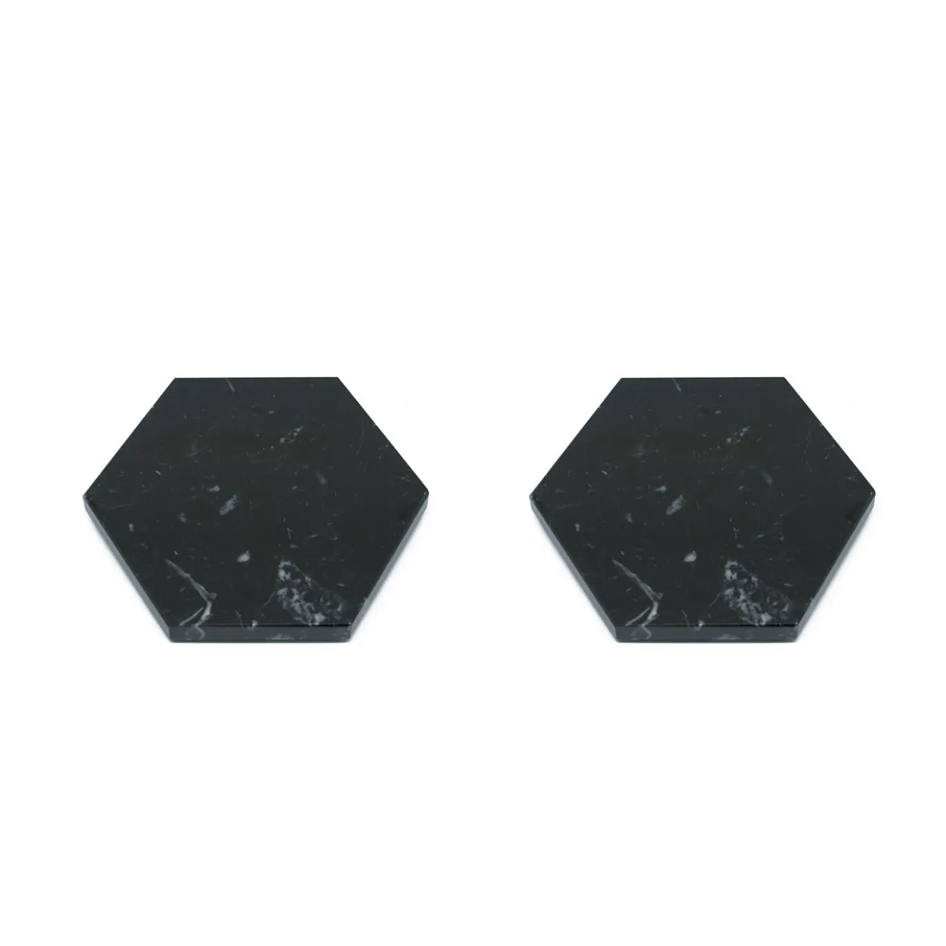 Set di 6 sottobicchieri esagonali in marmo nero