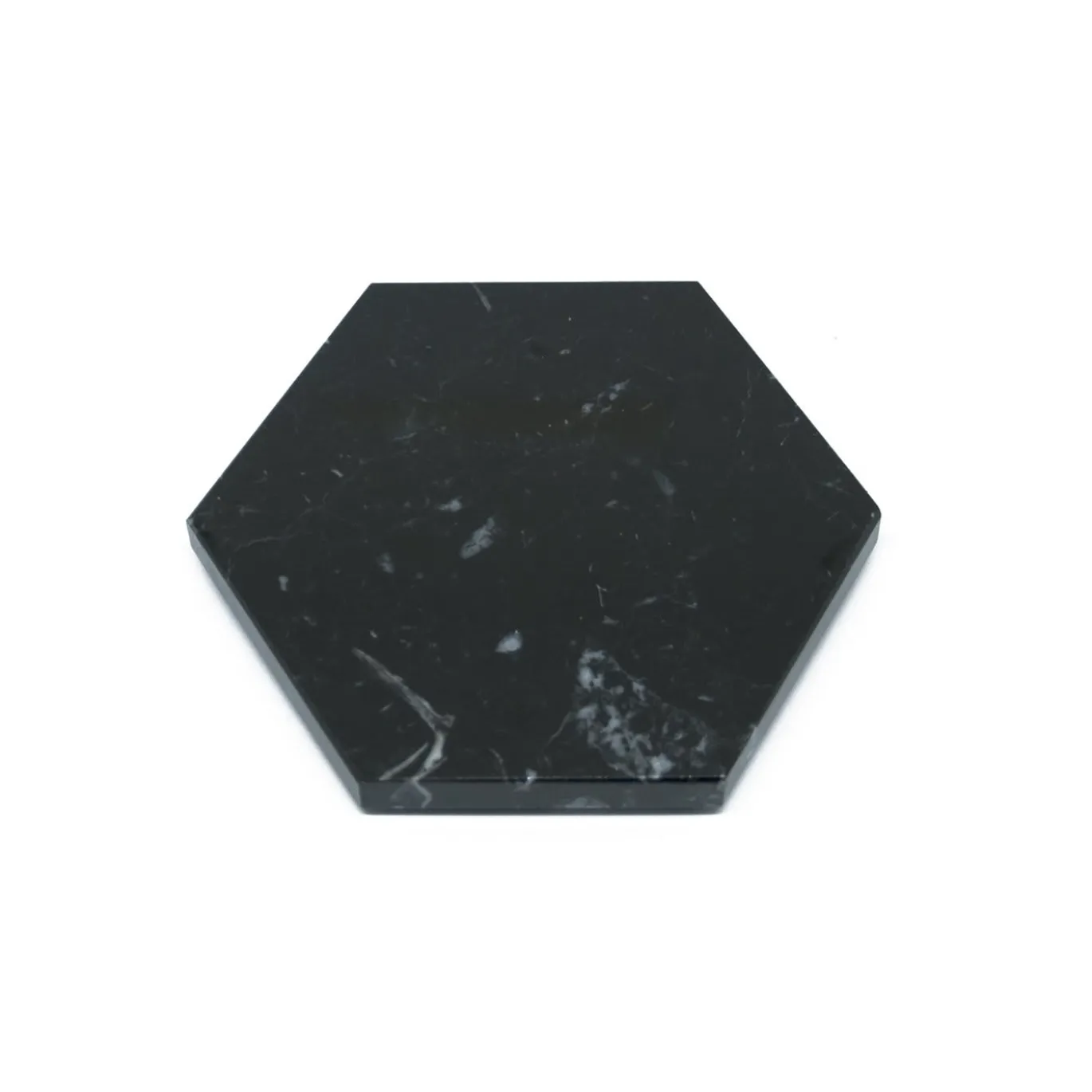 Set di 6 sottobicchieri esagonali in marmo nero