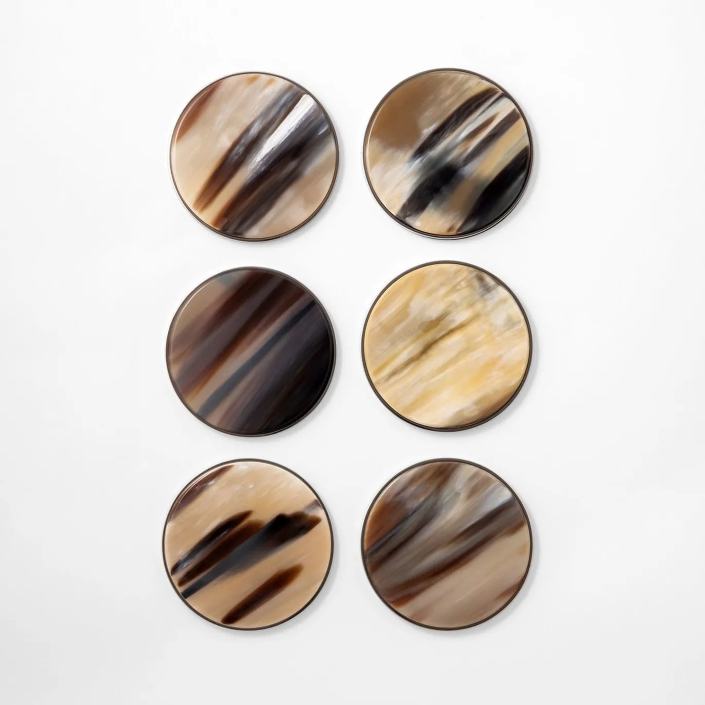 Set di 6 Sottobicchieri in Corno Naturale Marrone