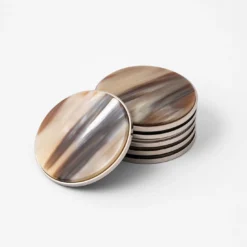 Set di 6 Sottobicchieri in Corno Naturale Marrone