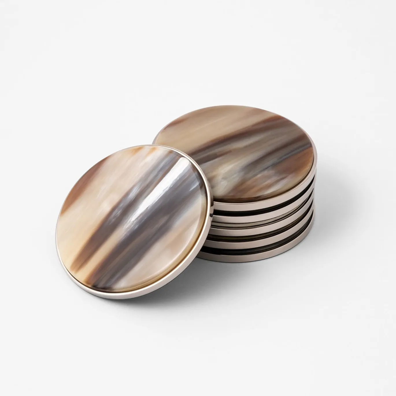 Set di 6 Sottobicchieri in Corno Naturale Marrone
