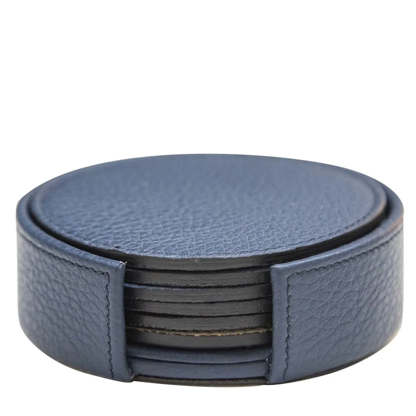Set di 6 sottobicchieri in pelle blu reale