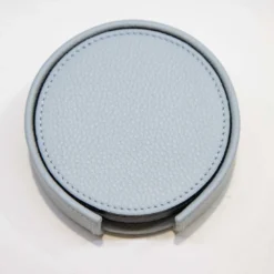 Set di 6 sottobicchieri in pelle blu chiaro