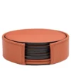 Set di 6 sottobicchieri in pelle arancione