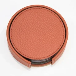 Set di 6 sottobicchieri in pelle arancione