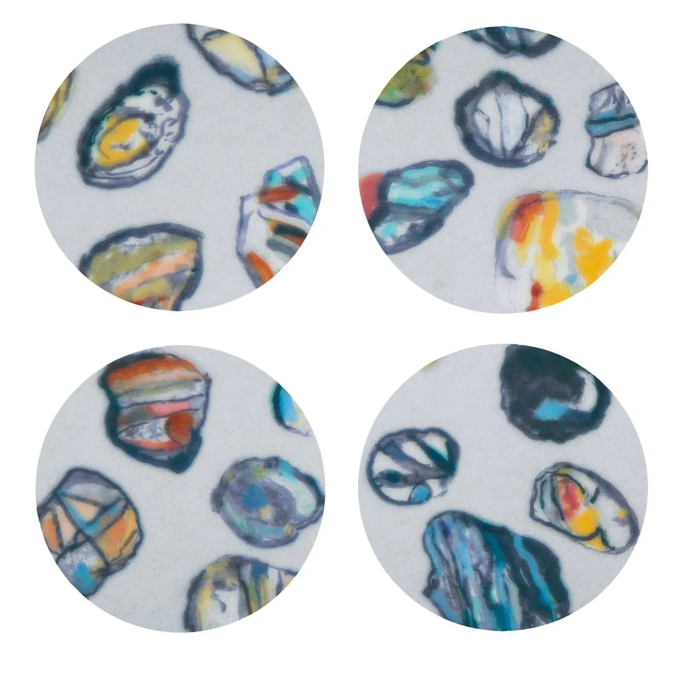 Set di 8 sottobicchieri policromi screziati multicolore Pebbles
