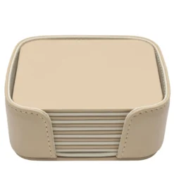 Set di 6 sottobicchieri quadrati Mondrian Cappuccino Beige e Luna White