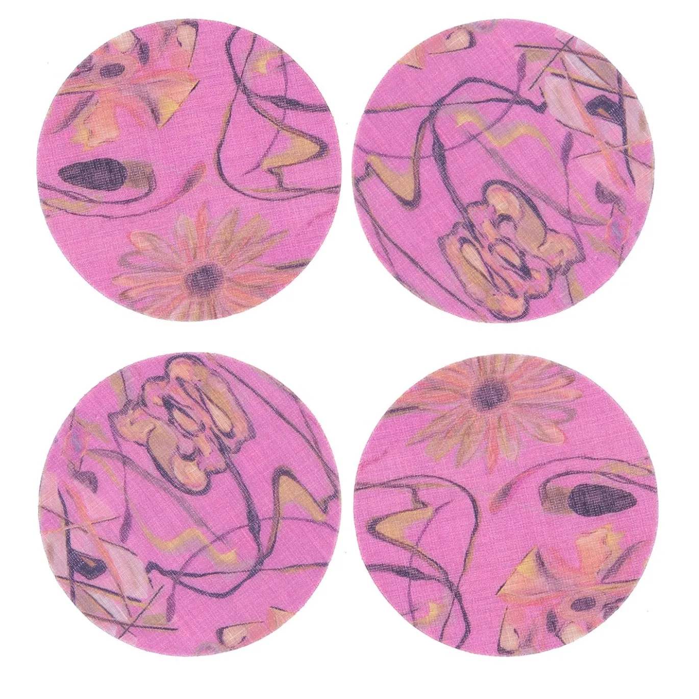 Set di 8 sottobicchieri rivestiti di rosa Bouquet